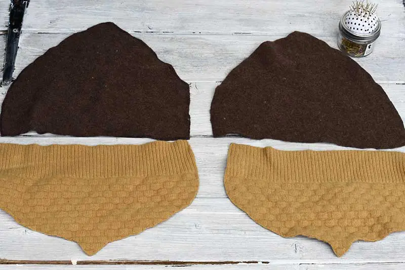 cut out DIY sweater pillow pieces