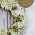 paper map wreath with acorns and oak leaves fall decor
