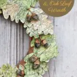 paper map wreath with acorns and oak leaves fall decor