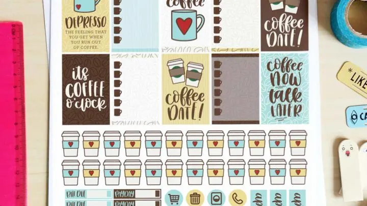 Coffee Stickers Printable, Bullet Journal Printable Stickers, Digital  Download, Digital Stickers, Planner Printable, Barista, Milk, Sugar