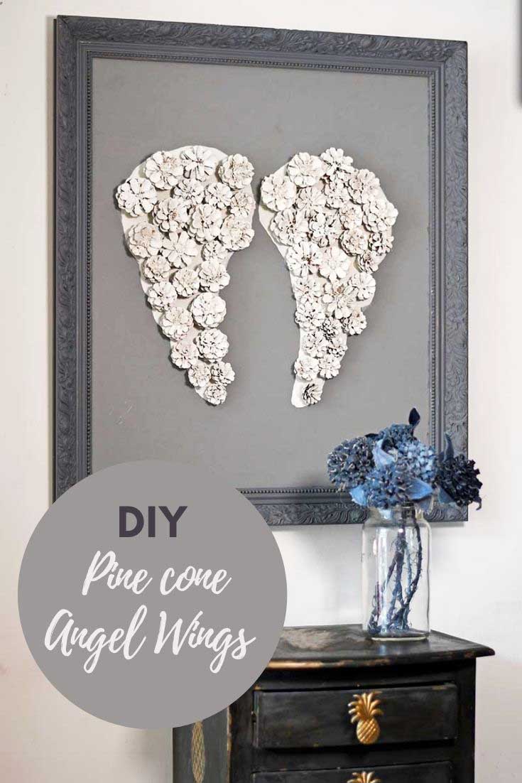 DIY Painted pine cone angel wings