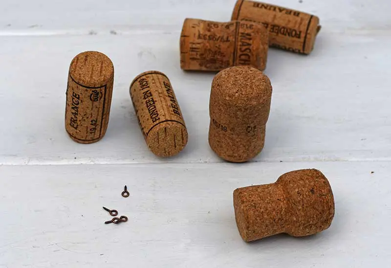 wine corks and eyelet screws
