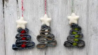 recycled denim Christmas decorations