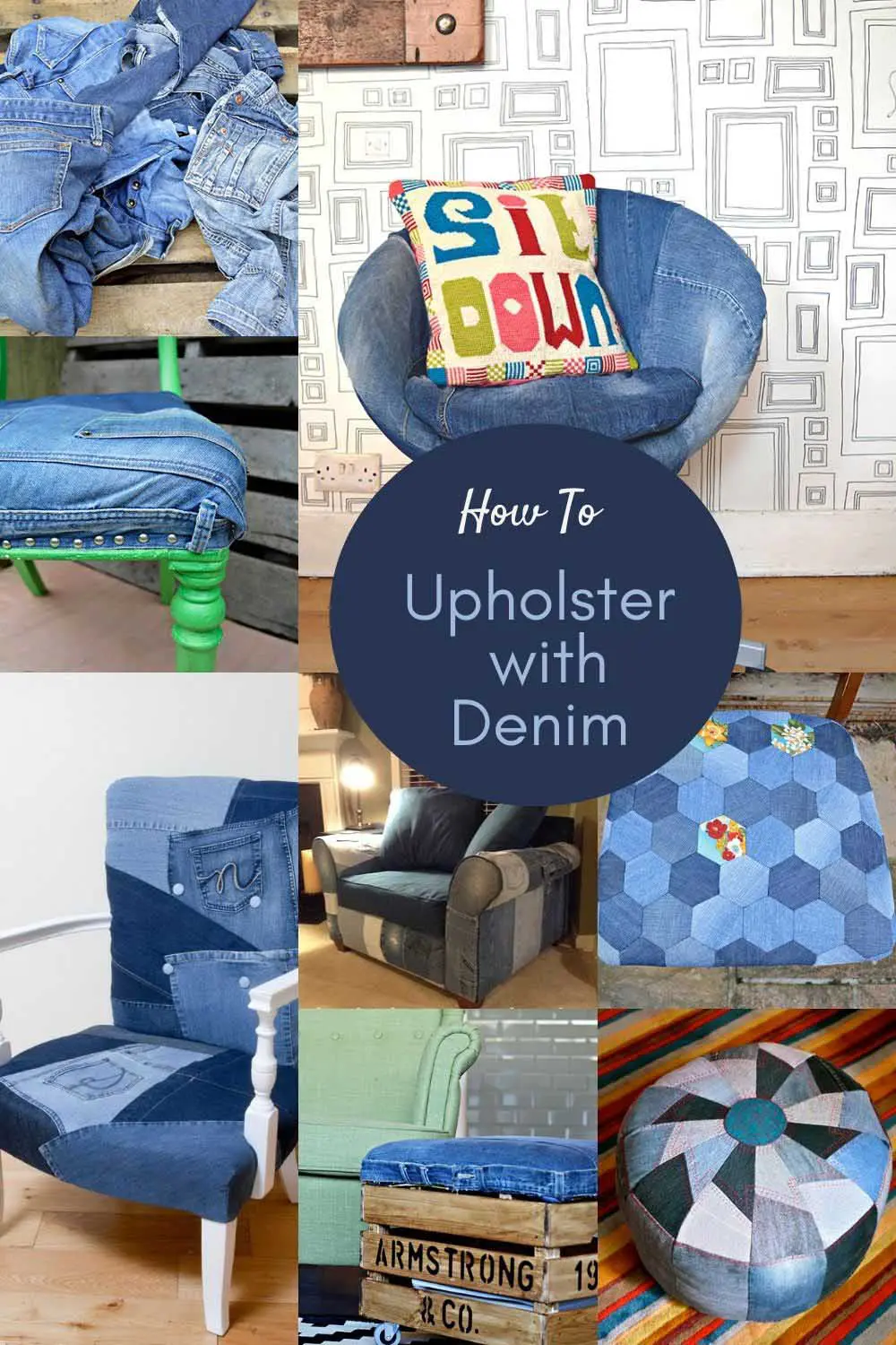 How to upholster furniture with denim ideas