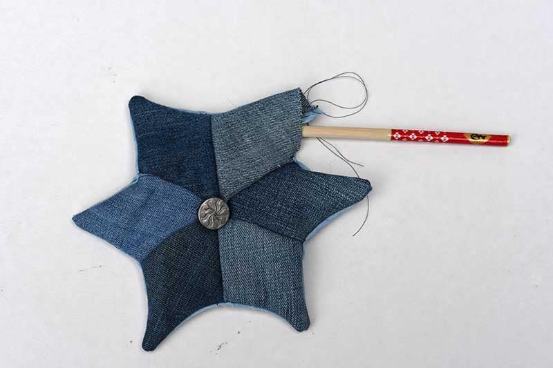 Poking out the corners of the denim stars.