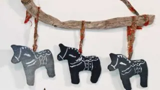 Denim Dala Horse wall hanging