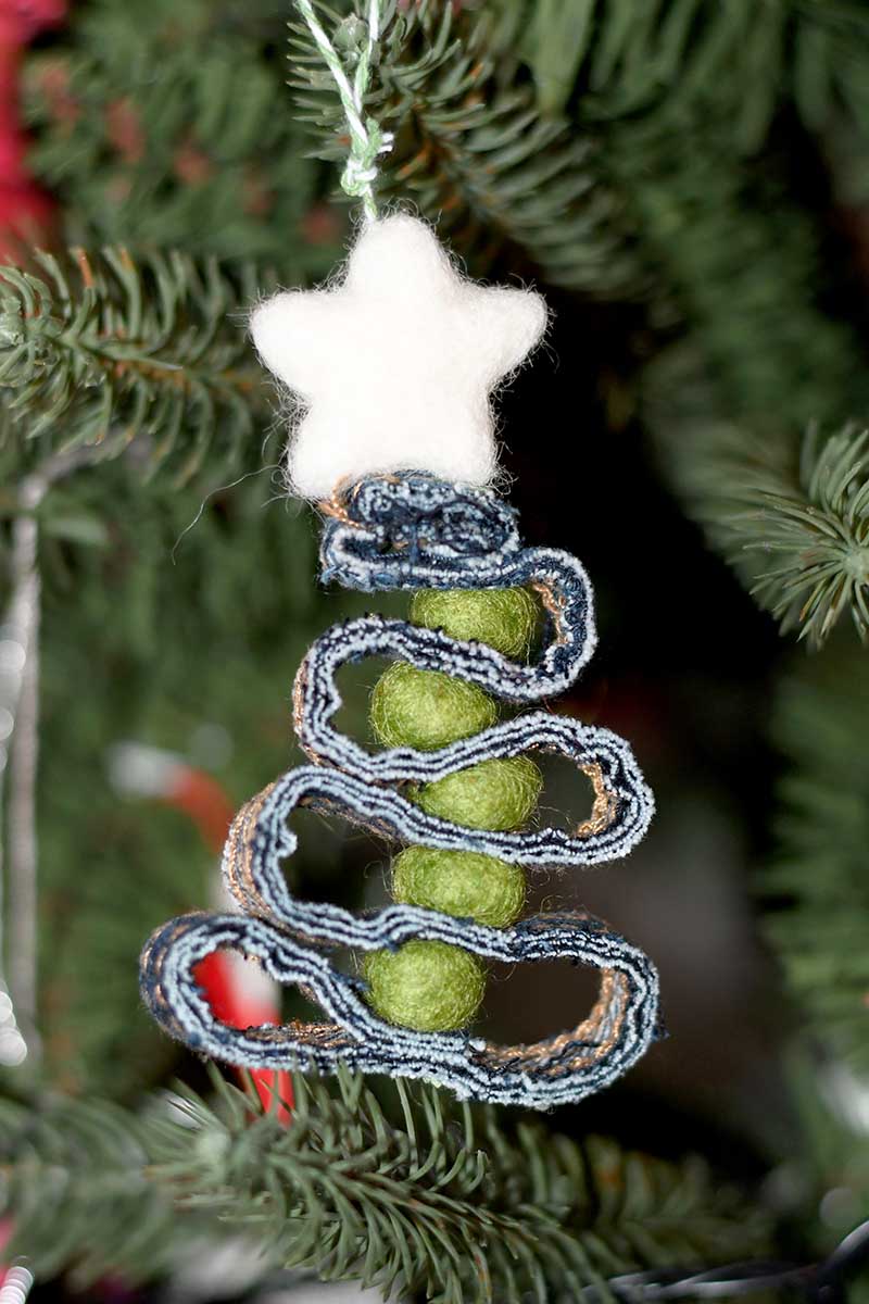 denim seam tree ornament