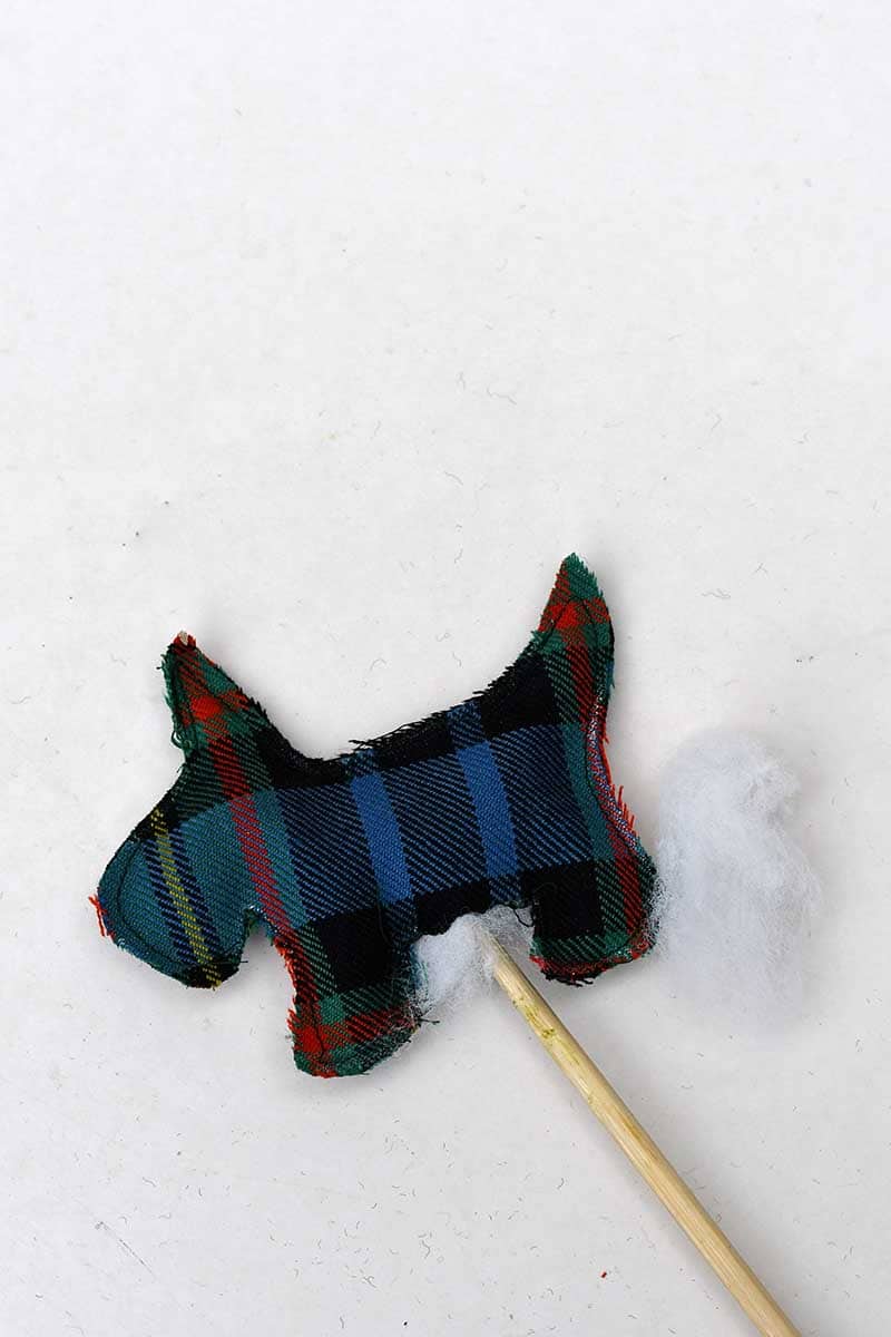 stuffing the tartan scottie dog ornament