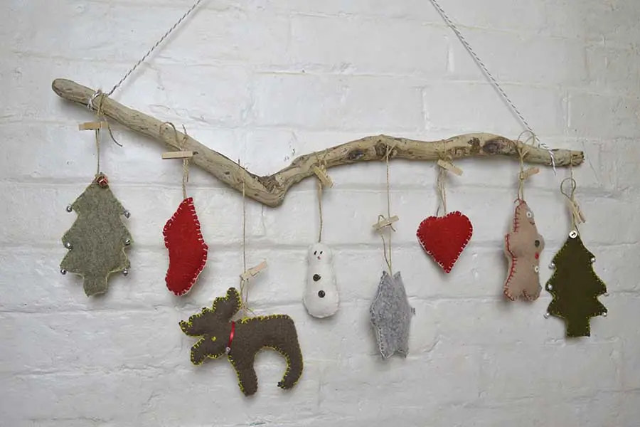 Upcycled sweater felt cookie cutter garland