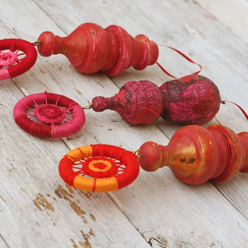 Boho wooden Christmas ornaments