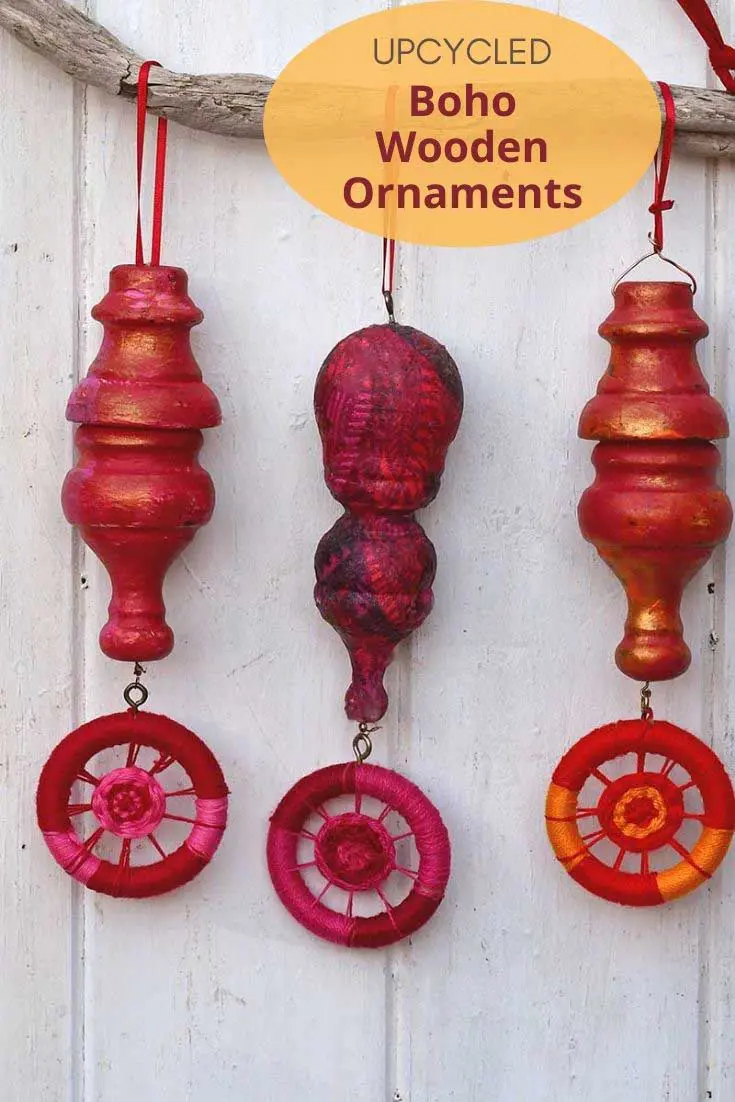 Upcycled Boho DIY wooden ornaments