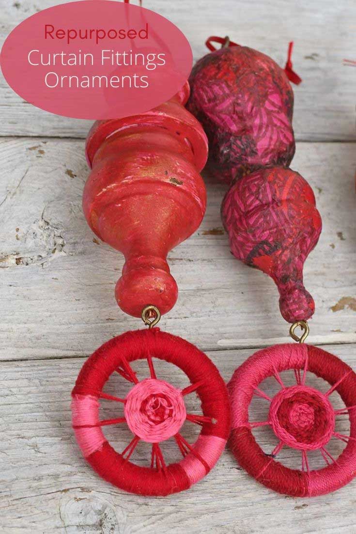 Repurpose Drapery Boho DIY Wooden Ornaments From Repurposed Curtain Fixings - Pillar Box Blue
