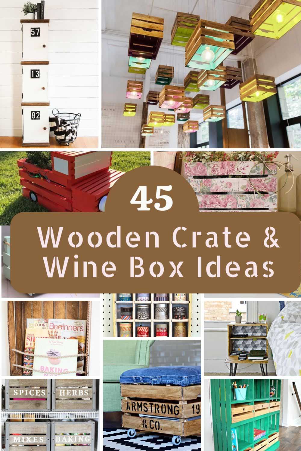 Wooden Crates With Shelf, Solid and Strong Storage Boxes, Home