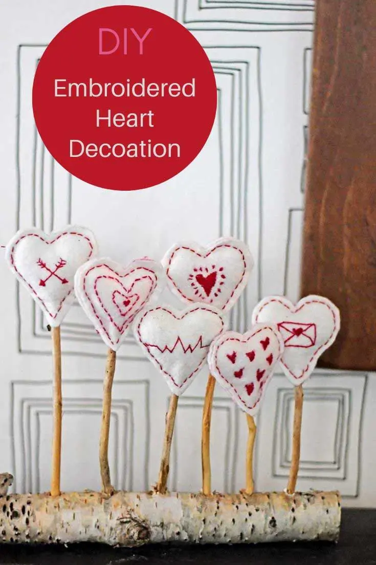 Embroidered Hearts decoration