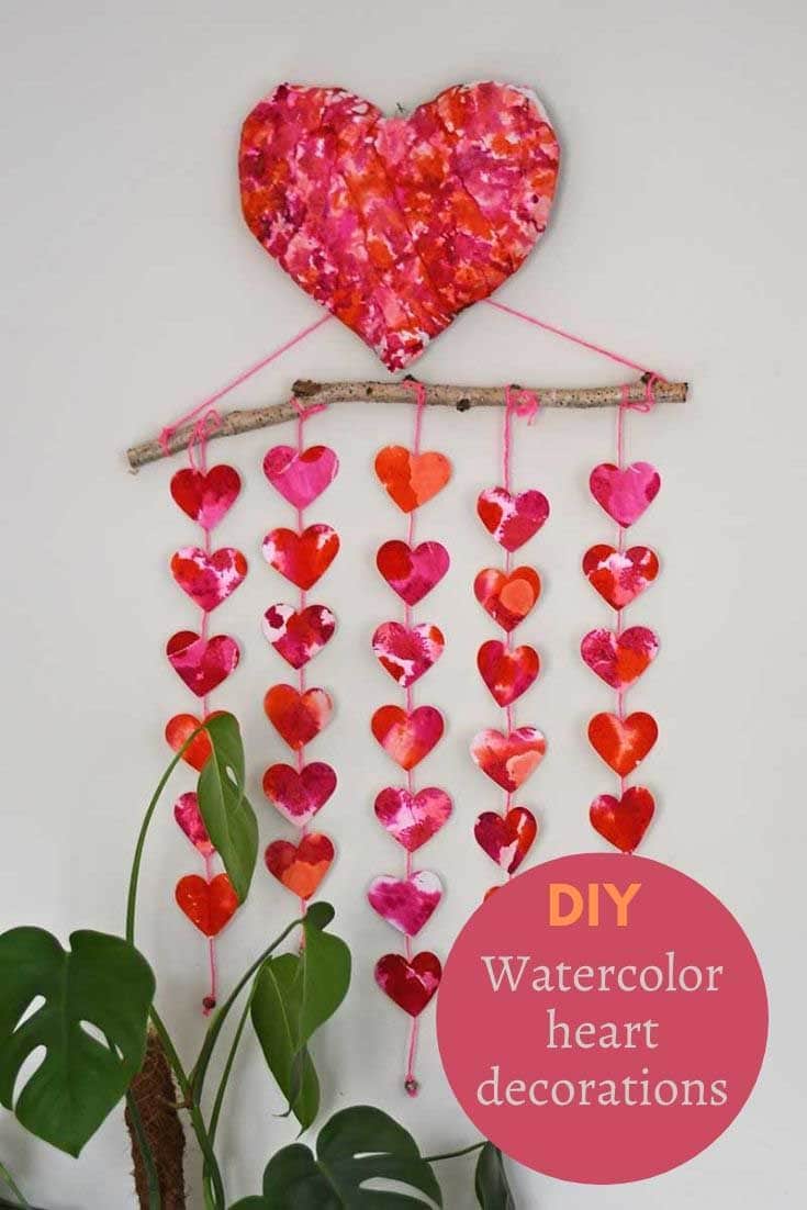 watercolor heart decorations