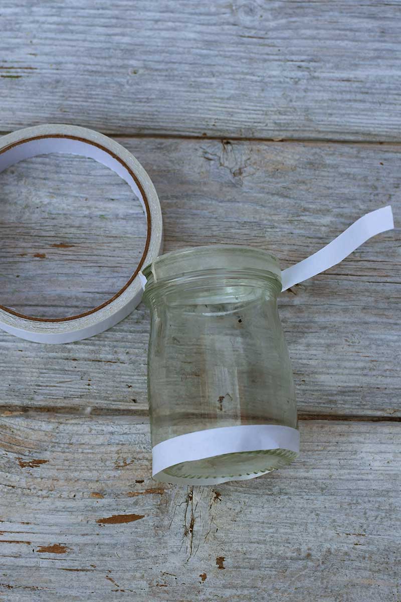 Adding double sided tape to the jars