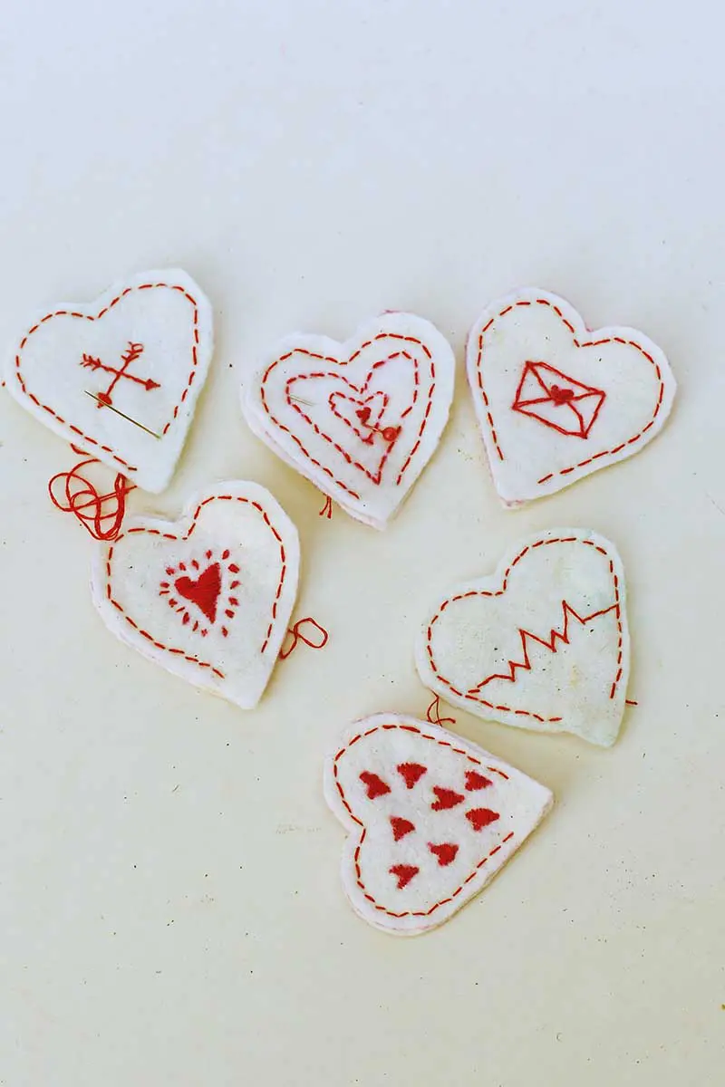 all six embroidered hearts