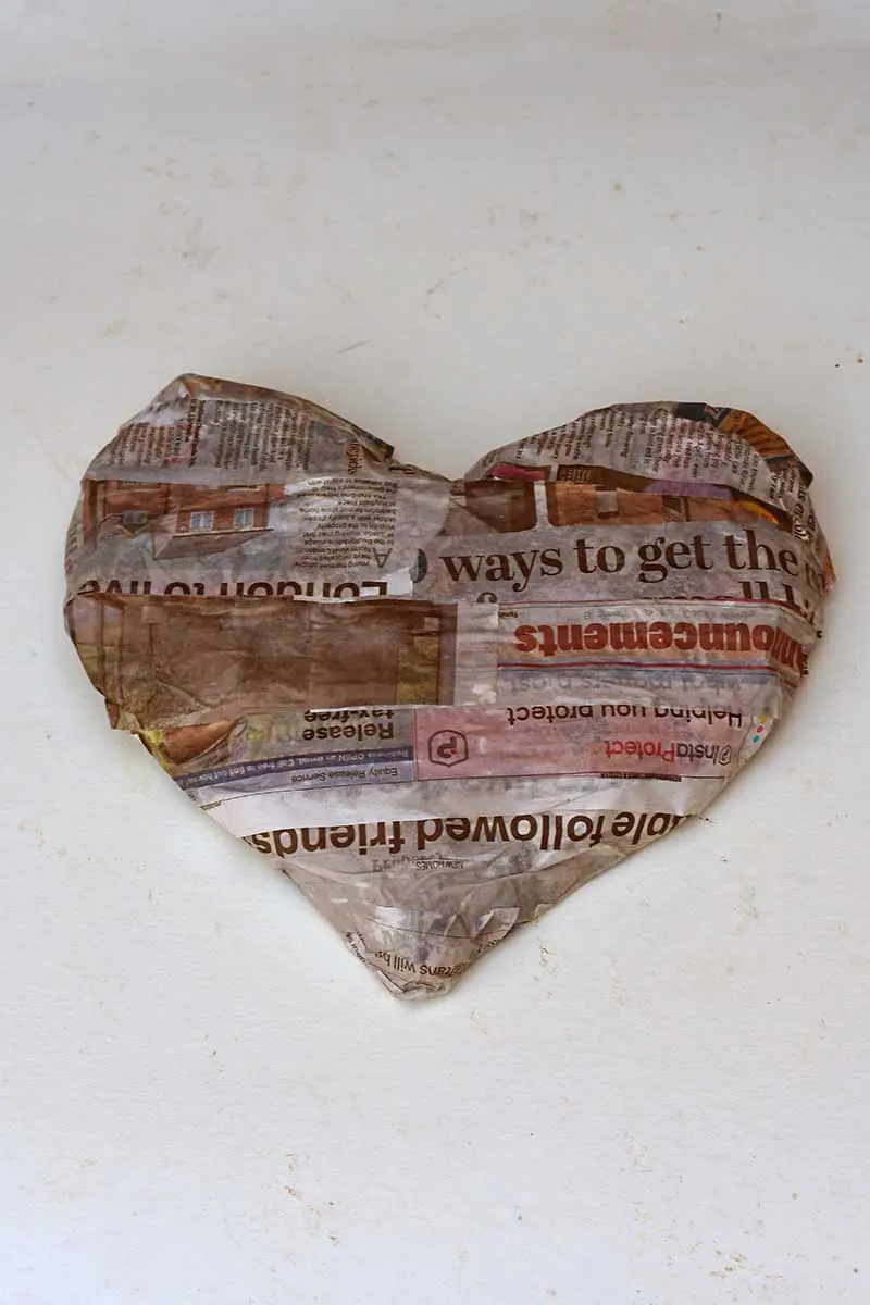 Newspaper paper Mache heart