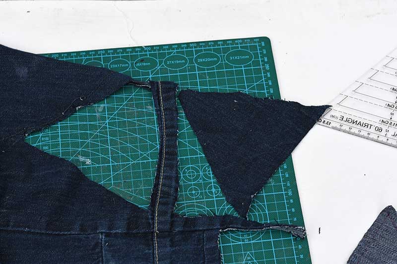 cut out triangles denim