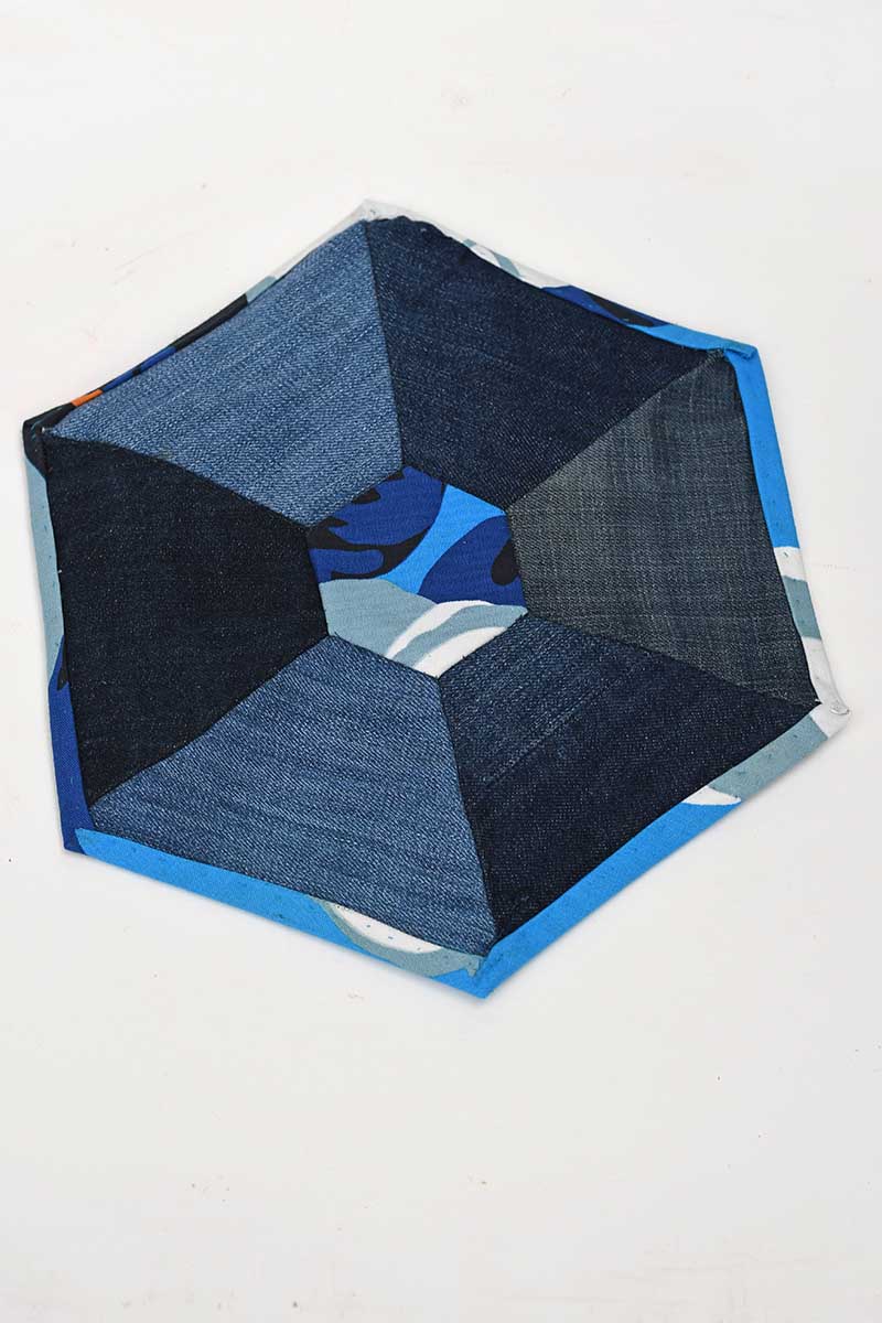 patchwork denim hexagon placemats