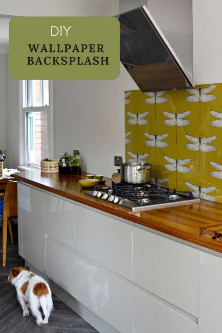 How To Make a Kitchen Wallpaper Backsplash (Splashback) Pillar Box Blue