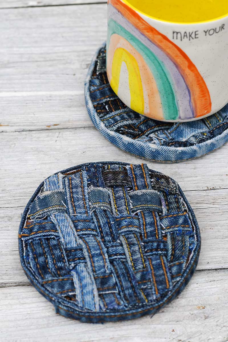 upcycled denim coasters