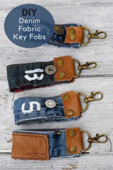 Cool DIY Fabric Key Fobs From Old Jeans - Pillar Box Blue