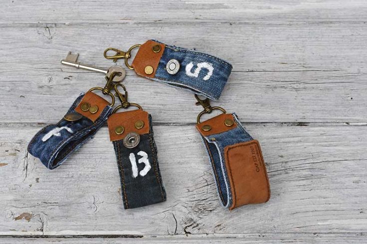 Denim Fabric Key Fob