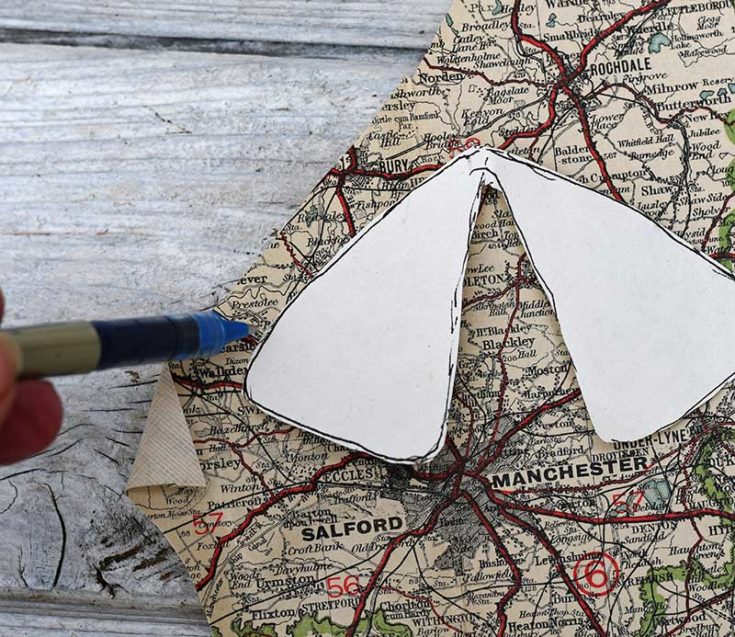 How To Make Map Paper Moths Art Fun Faux Taxidermy Pillar Box Blue