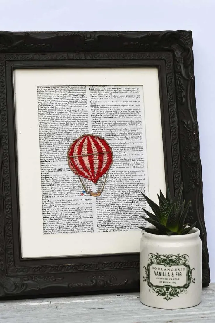 Hot air balloon dictionary art