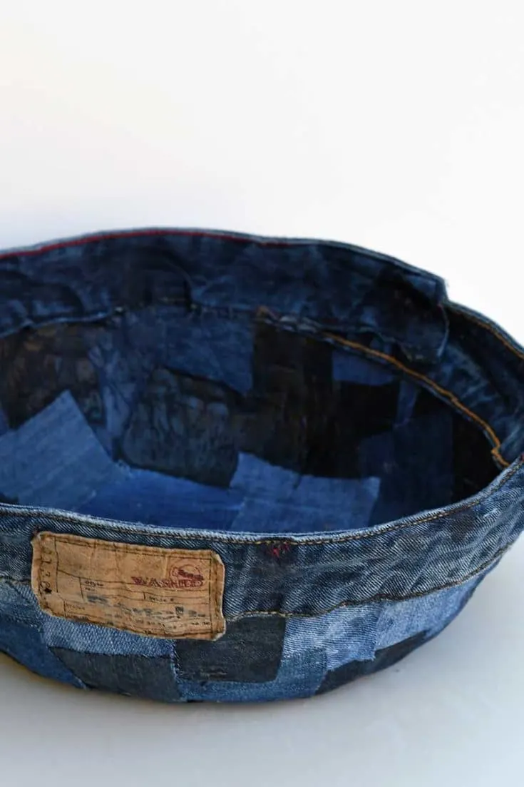 denim patchwork bowl