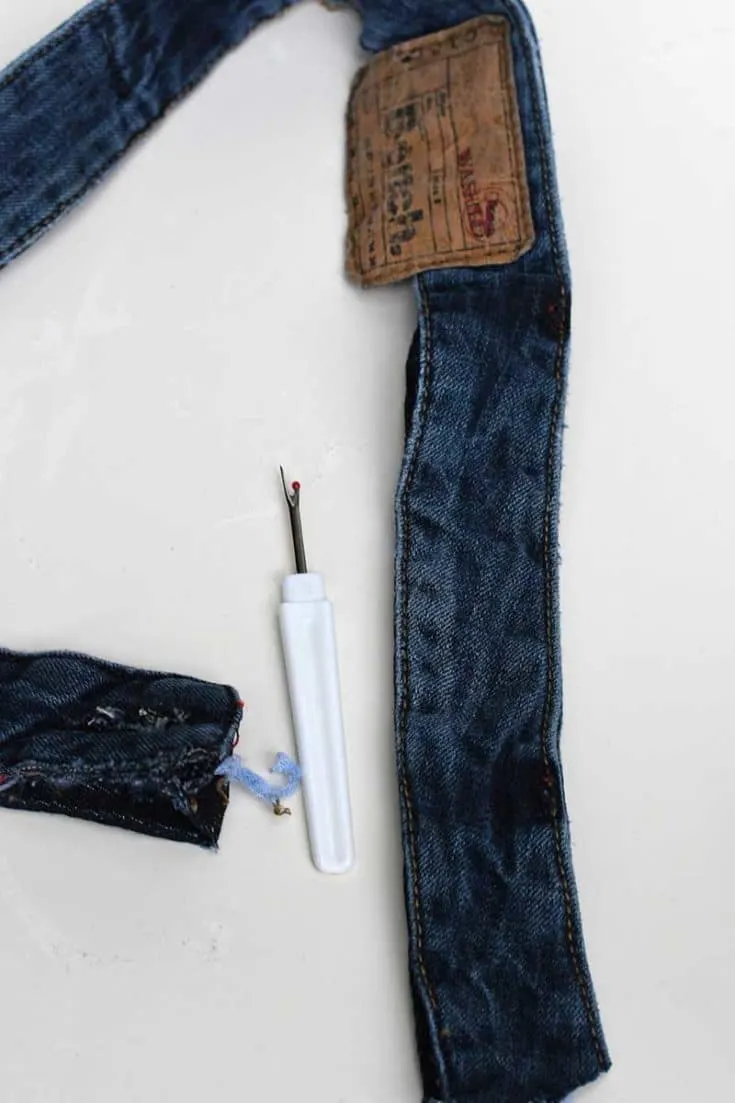 Unpicking a denim waistband