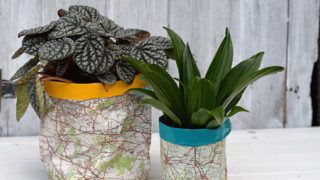 DIY plant pot covers from maps