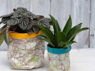 DIY plant pot covers from maps