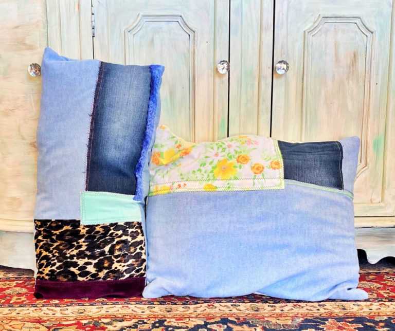 All the Best Ideas for Making Denim Pillows (Cushions) Pillar Box Blue