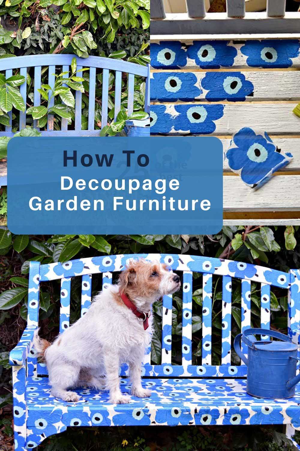 Instead of upcycling an old garden bench with paint how about transforming it with paper napkin decoupage to create a unique Marimekko bench. It can be made waterproof to stay outside all year round.