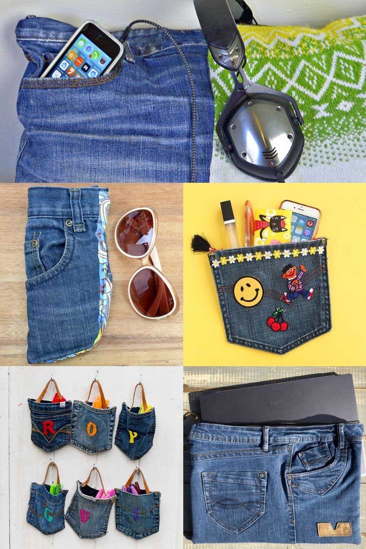 Pocket upcycles from one pair of jeans