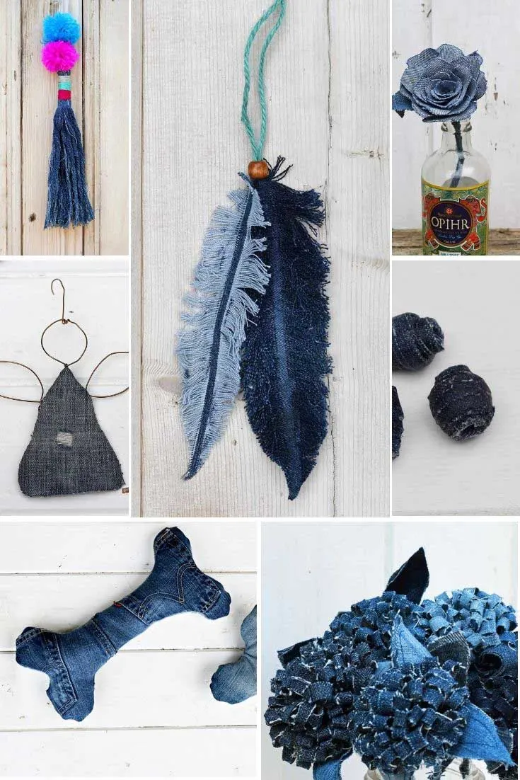 Upcycled old jeans fabric scraps