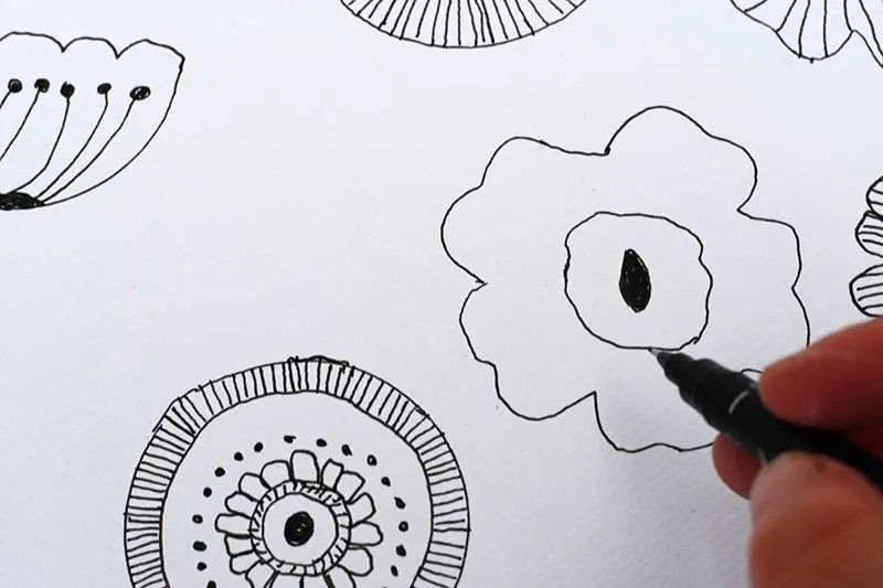 Marimekko inspired floral doodles