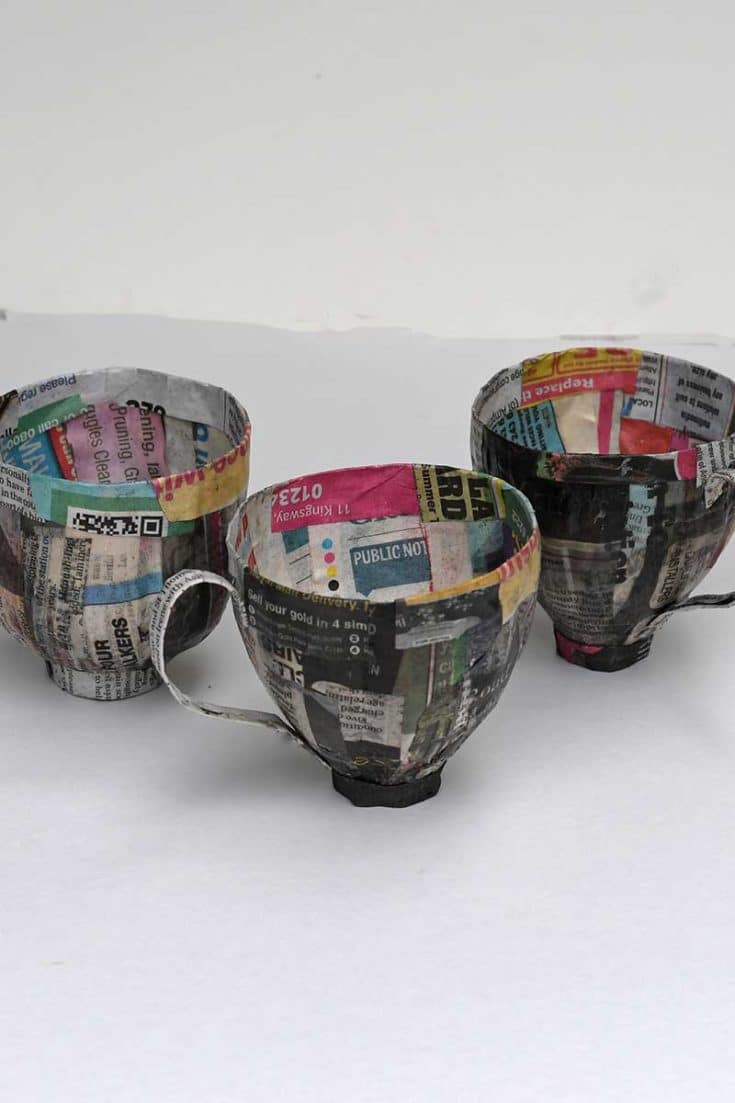How To Make Decoupage Paper Mache Teacups Pillar Box Blue