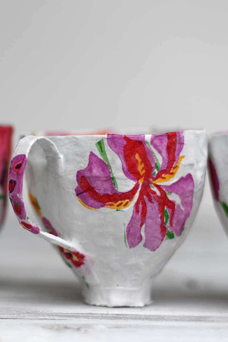 Paper mache teacups