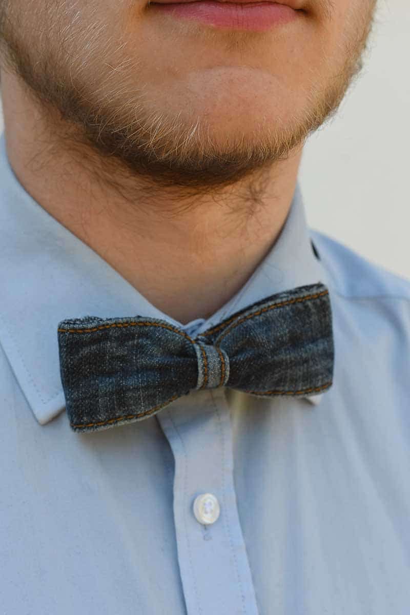 upcycled denim bow tie