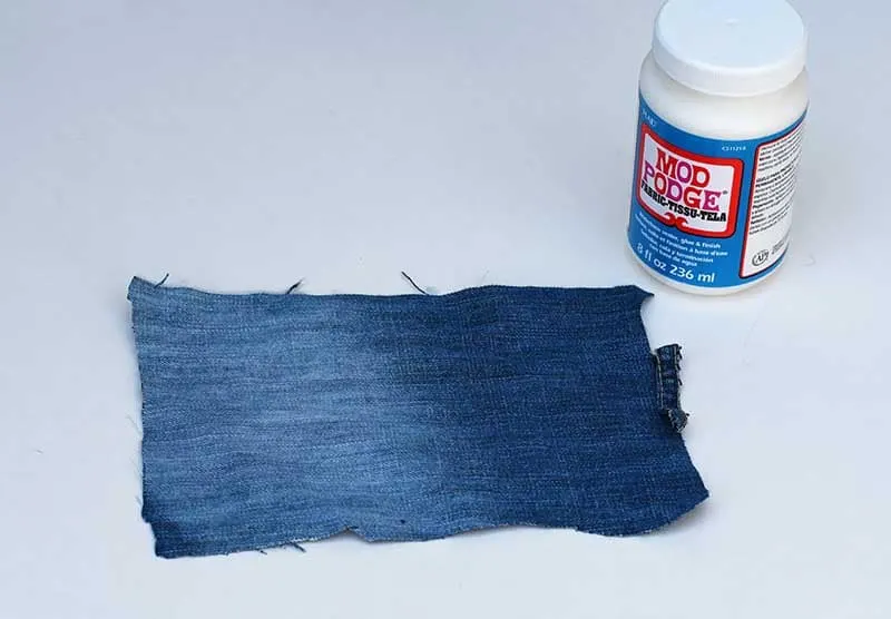 Denim scrap and Mod Podge