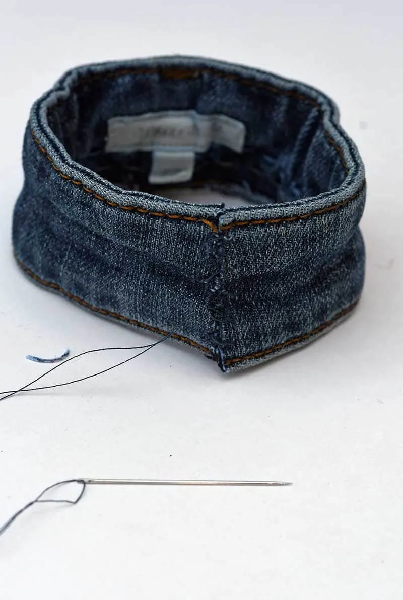stitching waistband into a loops