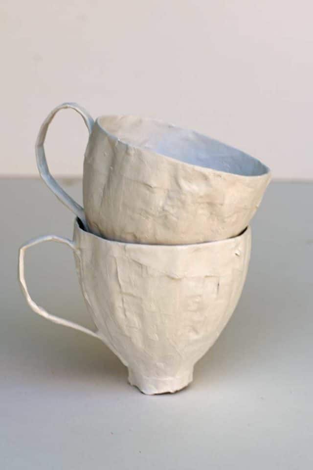 How To Make Decoupage Paper Mache Teacups Pillar Box Blue