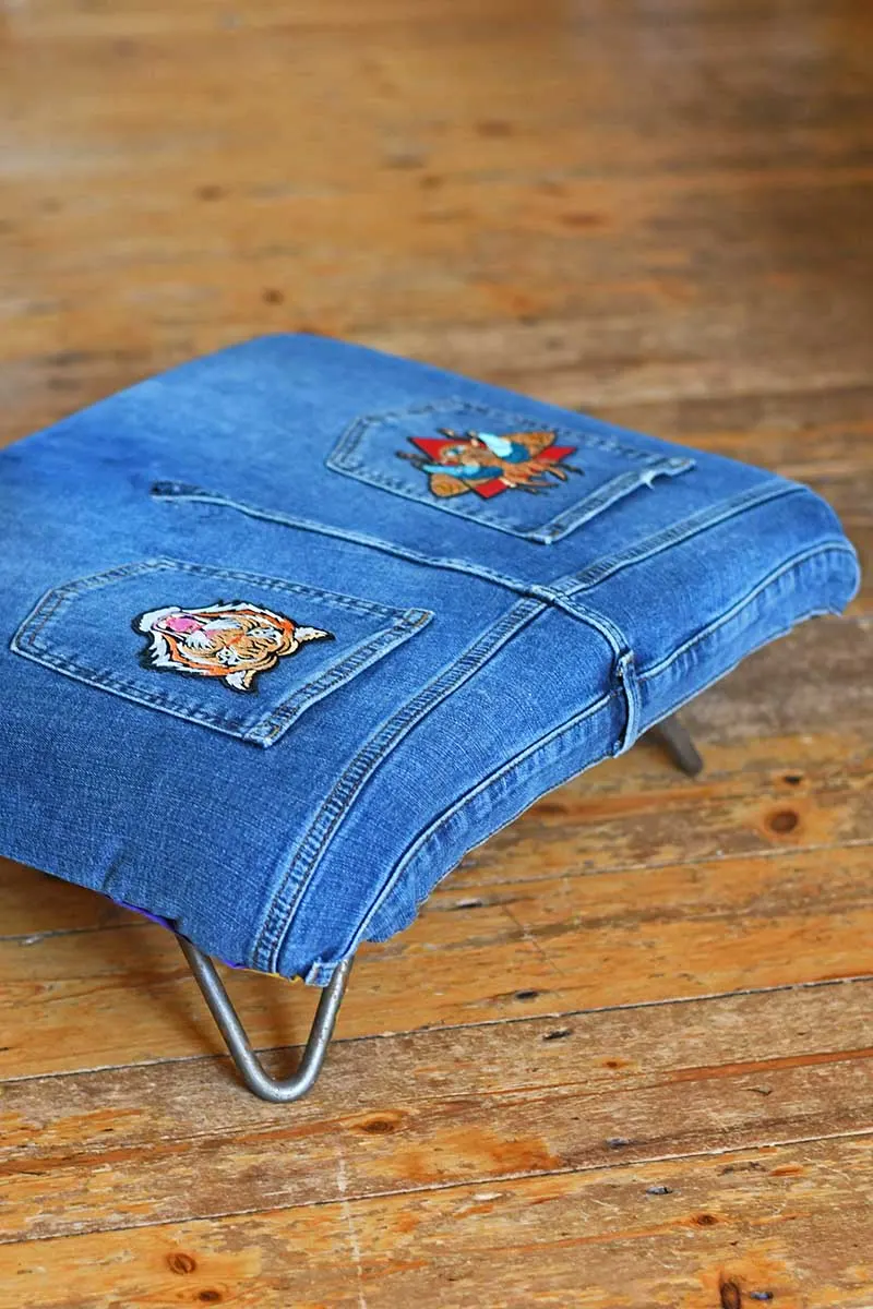 Denim DIY footstool