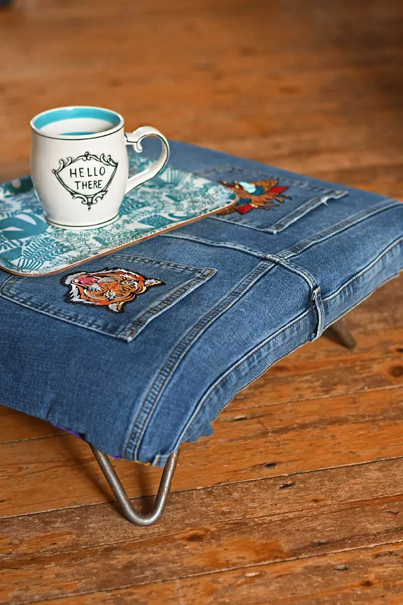 Denim DIY footstool