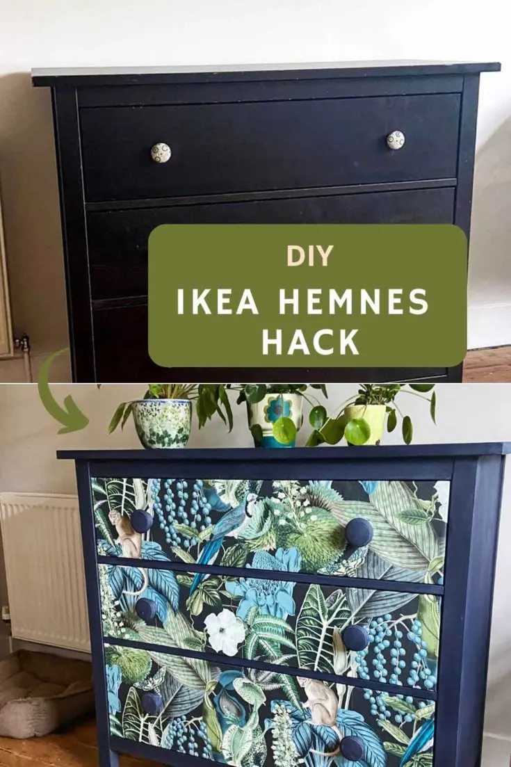 IKEA Hemnes Hack- Upcycled Drawers with Wallpaper - Pillar Box Blue