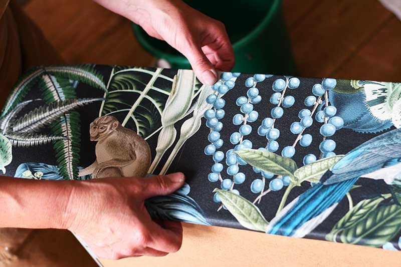 Matching the paper on the upcycled chest of drawers