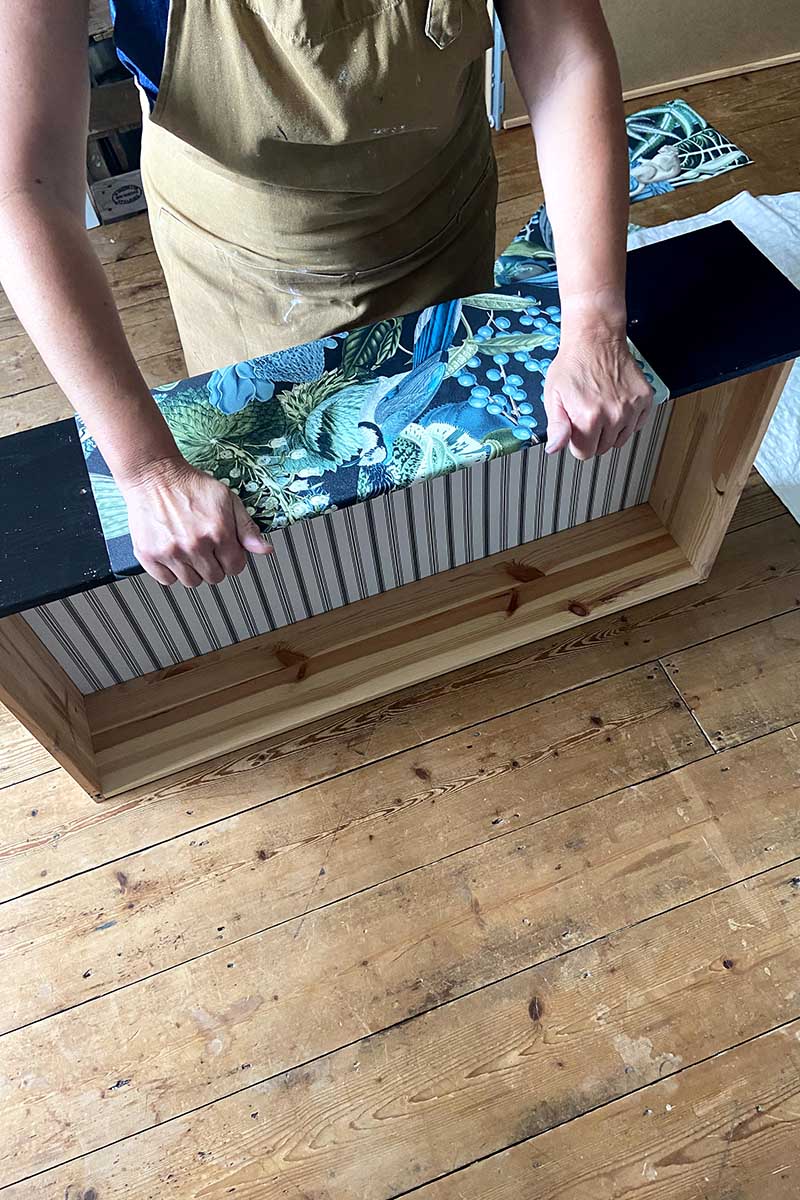 wrapping paper around IKEA Hemnes drawer front